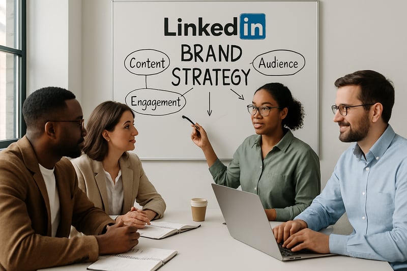 Professional team collaborating on LinkedIn brand strategy. Professional team collaborating on LinkedIn brand strategy.